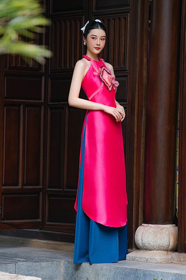 Áo Dài Cách Tân Cổ Yếm Đính Hoa SAMMY BRIDAL