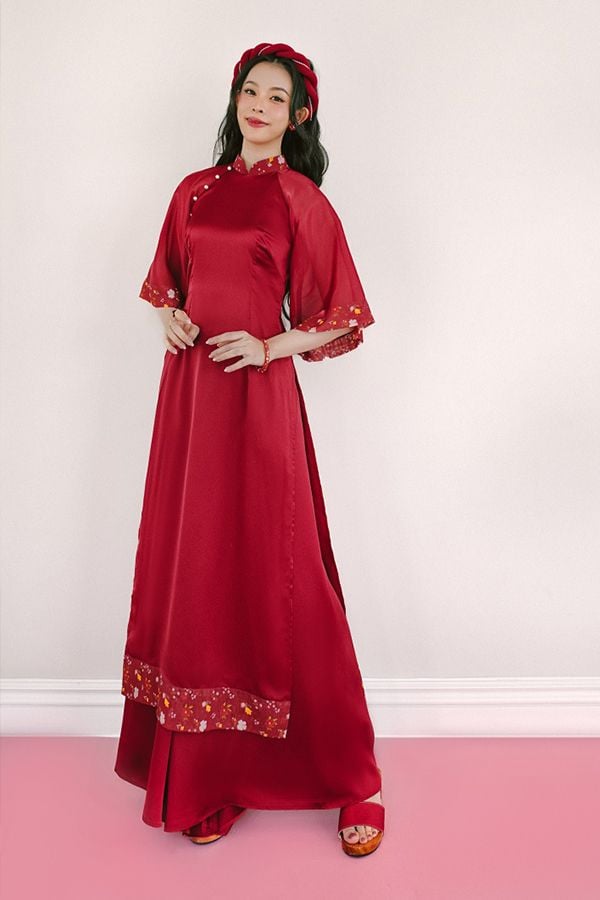 Áo Dài Cách Tân Cổ Trụ Họa Tiết SUMIRE STORE
