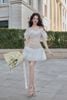 Đầm Ngắn Trễ Vai Lụa Trắng Tessa LOVELYN