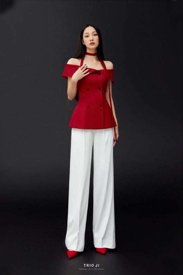 Áo Kiểu Trễ Vai x Quần Dài Dáng Suông TRIO JI