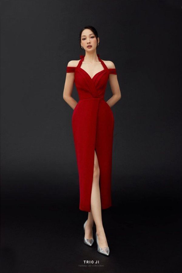Đầm Midi Hai Dây Xẻ Tà TRIO JI