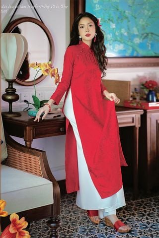 Áo Dài Lụa Tơ Tằm Truyền Thống Phúc Thọ - Đỏ Tươi SUMIRE STORE