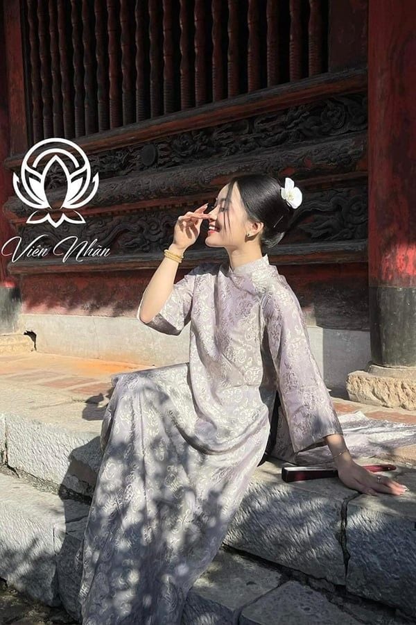 Áo Dài Cách Tân Tay Dài Họa Tiết VÂN NHÃ