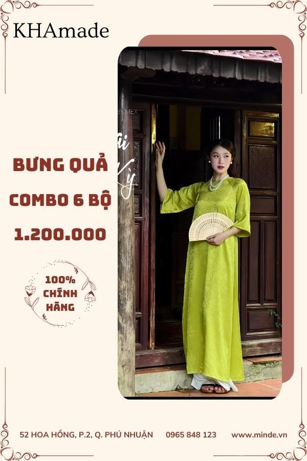 Áo Dài Cách Tân Hoa Văn Combo Bưng Quả 6 Bộ KHAMADE