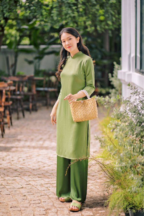 Áo Dài Cách Tân Trơn Combo Bưng Quả 6 Bộ Kèm Quần KHAMADE