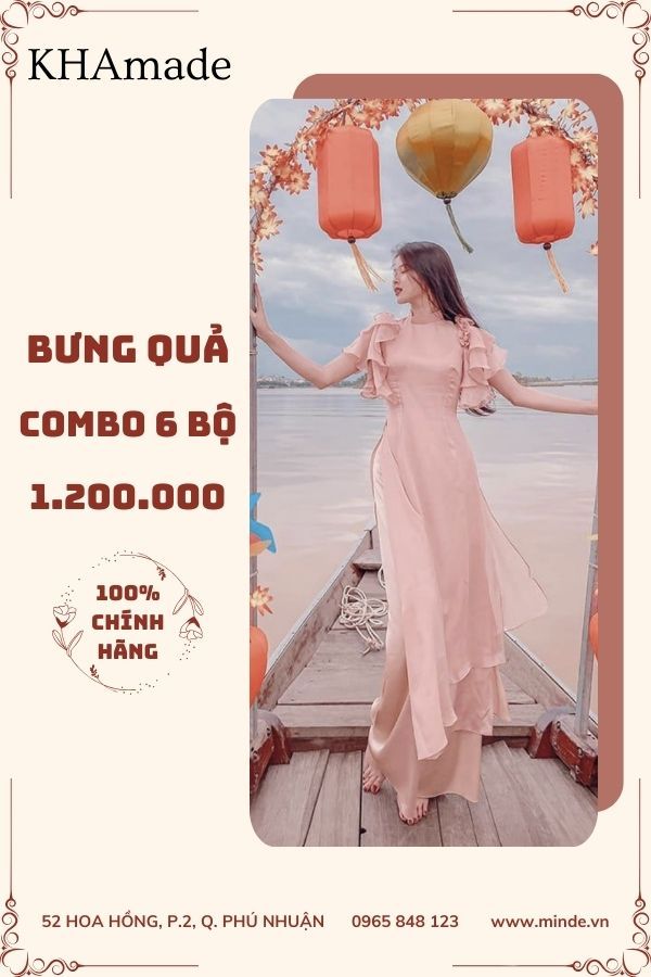 Áo Dài Cách Tân Vai Kiểu Combo Bưng Quả 6 Bộ KHAMADE