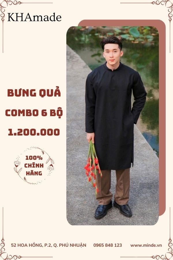 Áo Dài Nam Cổ Trụ Combo Bưng Quả 6 Bộ KHAMADE