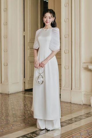 Áo Dài Cách Tân Tay Kiểu WHITE PLAN