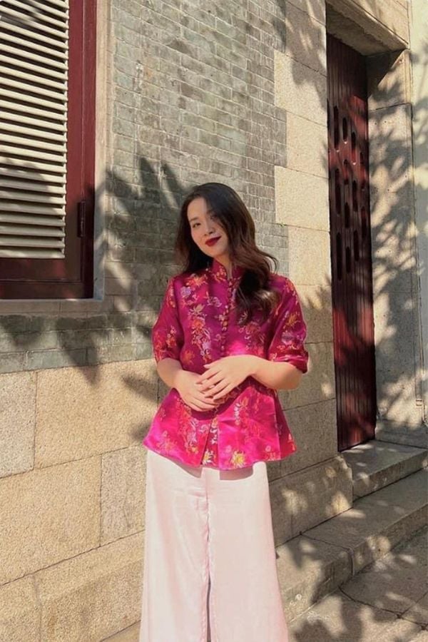 Áo Hoa Tay Dài x Quần Dài Dáng Suông XÉO XỌ