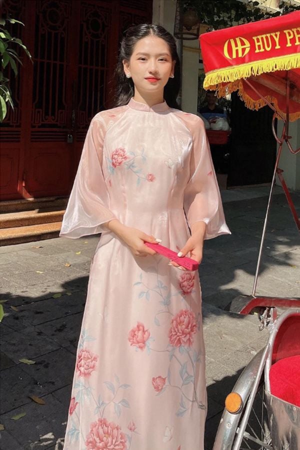 Áo Dài Cách Tân Mẫu Đơn XÉO XỌ