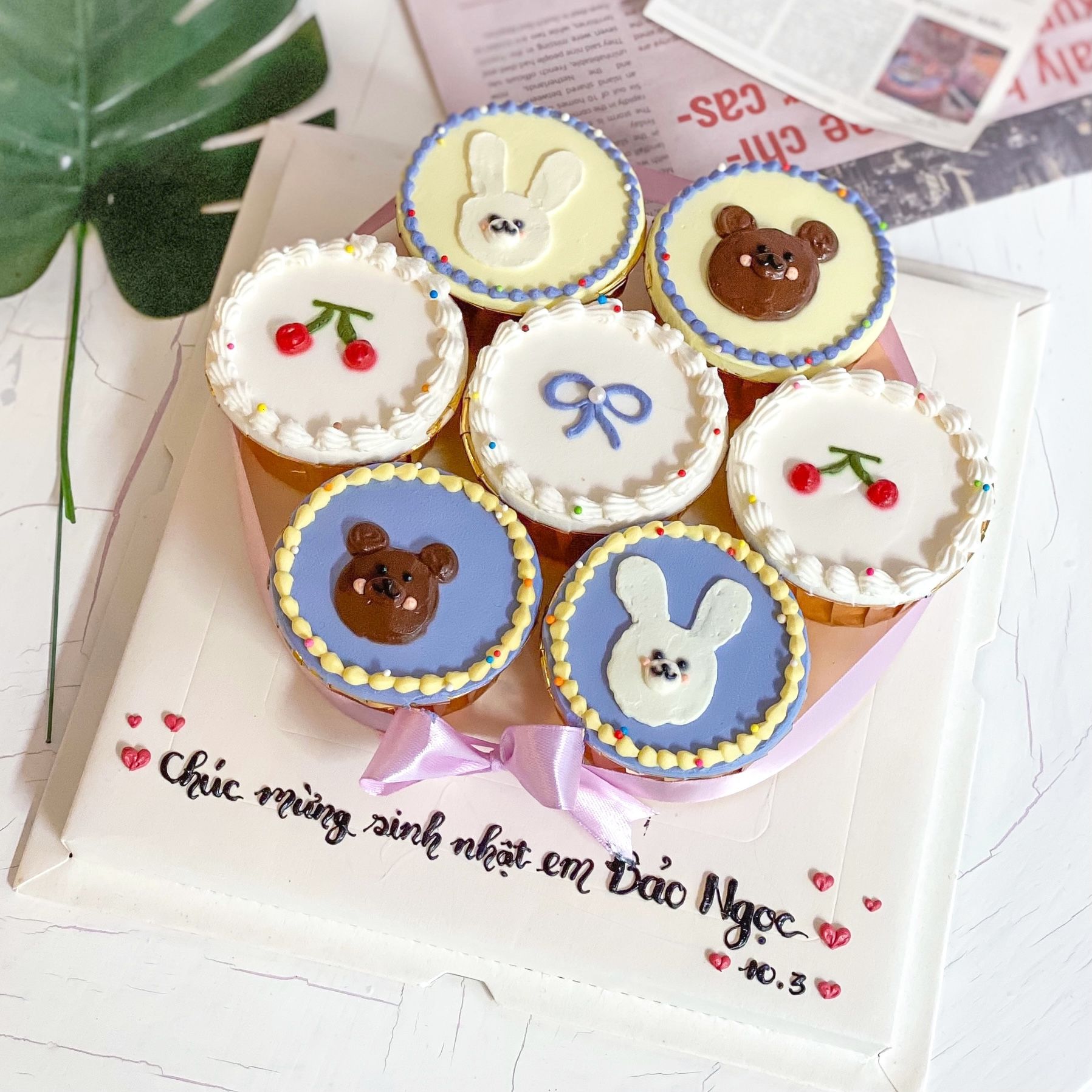 Set 12 bánh cupcake sinh nhật Kitty dễ thương GihaKitchen