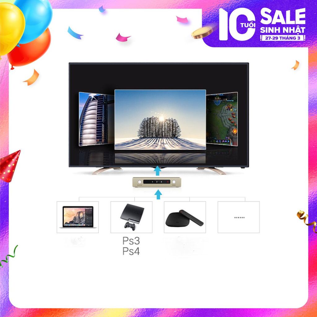 Bộ chuyển mạch HDMI UGREEN MM129 Chuyển 3 vào 1 và 5 vào 1 ra – Hỗ trợ độ phân giải 4K3D – Hỗ trợ Optical + Audio 3.5mm