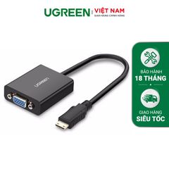 Cáp chuyển Mini HDMI sang VGA + Audio 3.5mm UGREEN MM112 – Hỗ trợ phân giải 1920*1080@60Hz – Bảo hành 18 tháng