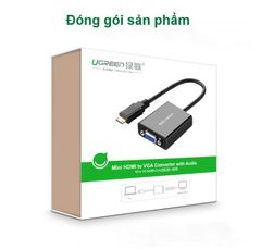 Cáp chuyển Mini HDMI sang VGA + Audio 3.5mm UGREEN MM112 – Hỗ trợ phân giải 1920*1080@60Hz – Bảo hành 18 tháng