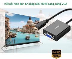 Cáp chuyển Mini HDMI sang VGA + Audio 3.5mm UGREEN MM112 – Hỗ trợ phân giải 1920*1080@60Hz – Bảo hành 18 tháng