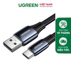 Cáp sạc nhanh Type C UGREEN US330 – Sạc nhanh Quick Charge 3.0 2.0 dòng 3A – Tốc độ truyền tải lên đến 480Mbps – Dây bện nylon dạng dẹt chắc chắn