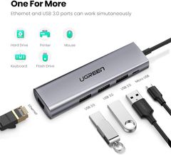 Bộ chuyển USB 3.0 sang LAN, 3*USB 3.0 UGREEN 60812 – Tốc độ mạng 1Gbps, tốc độ truyền dữ liệu 5Gbps