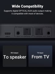 Bộ thu phát Bluetooth 5.0 UGREEN 20140 – 2 chế độ RX và TX – Khoảng cách sử dụng lên đến 100m