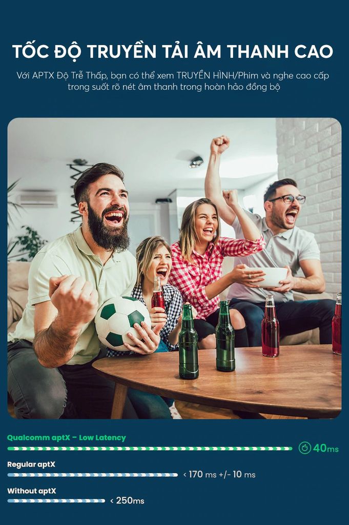 Bộ thu phát Bluetooth 5.0 UGREEN CM108 – Hỗ trợ âm thanh aptX,  kèm cổng kết nối audio 3.5mm – Hoạt động 12 giờ liên tục