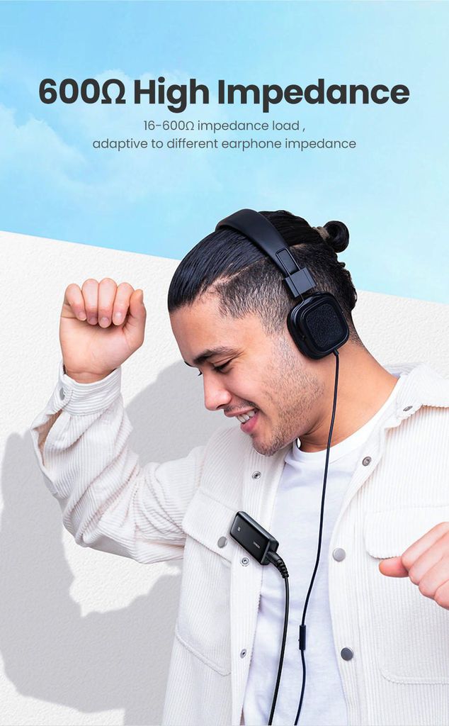 Bộ thu Bluetooth 5.0 UGREEN CM402 – Hỗ trợ âm thanh Hifi, Pin 400mAh cho 10h giờ sử dụng – Tính năng kết nối NFC