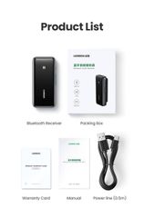 Bộ thu Bluetooth 5.0 UGREEN CM402 – Hỗ trợ âm thanh Hifi, Pin 400mAh cho 10h giờ sử dụng – Tính năng kết nối NFC