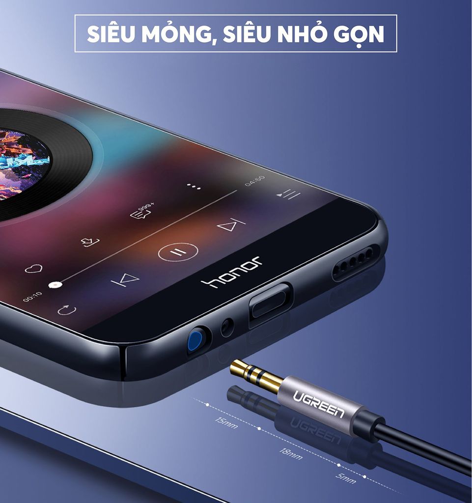 Dây cáp nối dài 3.5mm UGREEN AV118 hỗ trợ Mic dây bện, đầu mạ vàng