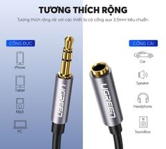 Dây cáp nối dài 3.5mm UGREEN AV118 hỗ trợ Mic dây bện, đầu mạ vàng