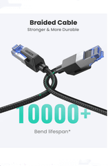Cáp mạng Cat8 UGREEN NW153 – Chuẩn BASE-T 40Gbps – Đầu đúc sẵn, vỏ bện nylon