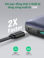 Sạc dự phòng 10000mAh UGREEN 80749 – 2 USB-C (PD và QC)