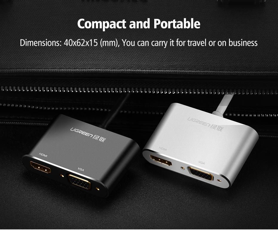 Cáp chuyển Mini DisplayPort sang HDMI và VGA UGREEN MD115 Mini DP sang HDMI, Mini DP sang VGA
