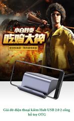 Bộ chia cổng USB 2.0 UGREEN CM214 Chia 2 cổng USB 2.0 hỗ trợ chức năng otg – Kèm giá đỡ điện thoại