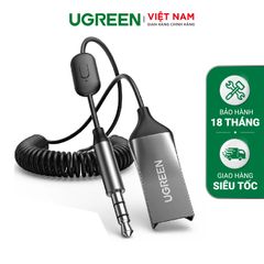 Bộ thu Bluetooth 5.0 UGREEN CM309 – Tích hợp mic đàm thoại trên ô tô –  Kết nối đồng thời 2 thiết bị hỗ trợ nghe và gọi