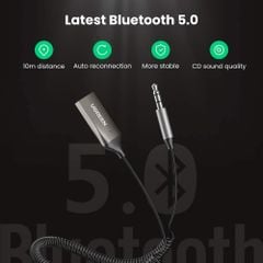 Bộ thu Bluetooth 5.0 UGREEN CM309 – Tích hợp mic đàm thoại trên ô tô –  Kết nối đồng thời 2 thiết bị hỗ trợ nghe và gọi