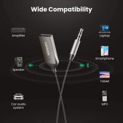 Bộ thu Bluetooth 5.0 UGREEN CM309 – Tích hợp mic đàm thoại trên ô tô –  Kết nối đồng thời 2 thiết bị hỗ trợ nghe và gọi