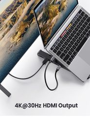 Giá đỡ laptop UGREEN 80551 tích hợp HUB chia cổng HDMI 4K, thẻ SD/TF, USB3.0, USB-C