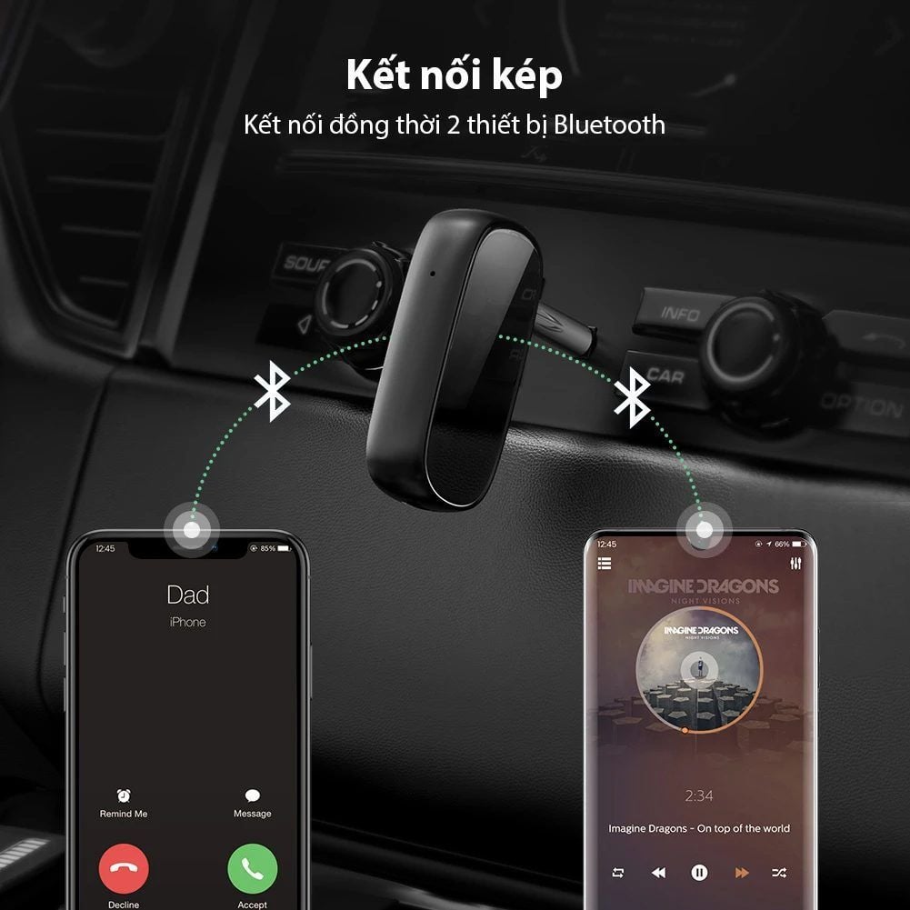 Bộ nhận âm thanh Bluetooth 5.0 UGREEN CM279 Hỗ trợ chuẩn âm thanh APTX – Độ trễ thấp, có micro hỗ trợ đàm thoại – Pin hoạt động 10 giờ liên tục