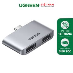 Đầu chuyển Type C sang 2 cổng USB3.0 UGREEN CM412 – Tốc độ truyền 5Gbps – Khả năng tương thích rộng, vỏ hợp kim tản nhiệt tốt
