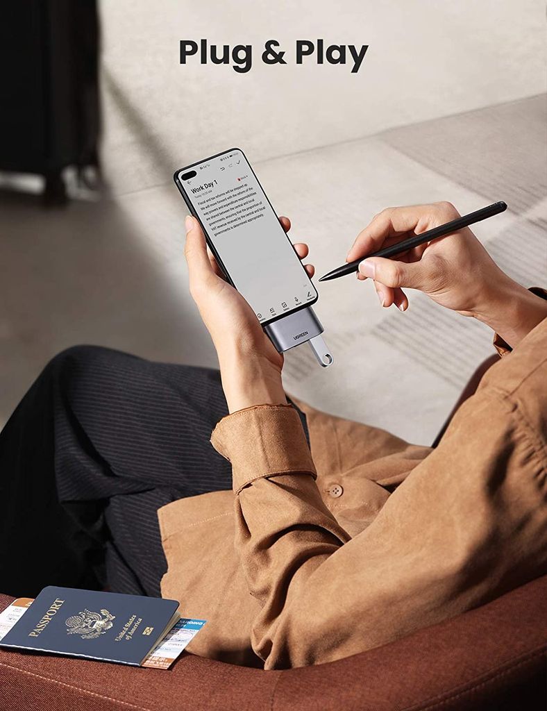 Đầu chuyển Type C sang 2 cổng USB3.0 UGREEN CM412 – Tốc độ truyền 5Gbps – Khả năng tương thích rộng, vỏ hợp kim tản nhiệt tốt