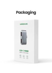 Đầu chuyển Type C sang 2 cổng USB3.0 UGREEN CM412 – Tốc độ truyền 5Gbps – Khả năng tương thích rộng, vỏ hợp kim tản nhiệt tốt