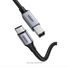 Cáp máy in Type-C sang USB B UGREEN US370 – Tốc độ truyền tải 480Mbps – Lõi đồng nguyên chất, 3 lớp bảo vệ chống nhiễu