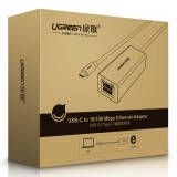 Bộ chuyển đổi USB Type C sang LAN 10/100 Mbps Ethernet dài 40CM UGREEN 30287
