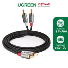 Cáp hoa sen UGREEN AV104 – 2 đầu hoa sen 2RCA đực sang 2RCA đực chuyển tín hiệu âm thanh từ Tivi DVD CD player… ra Loa Amplifier