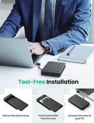 Hộp đựng ổ cứng di động SSD và HDD 2,5 inch UGREEN 10904 – Tốc độ truyền 5Gbps, tương thích ngược với USB 2.0 / 1.1