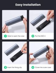 Hộp đựng ổ cứng SSD NVME PCle M.2 M-Key và M+B Key UGREEN CM400 – Tốc độ truyền đến 10Gbps – Vỏ hợp kim tản nhiệt tốt
