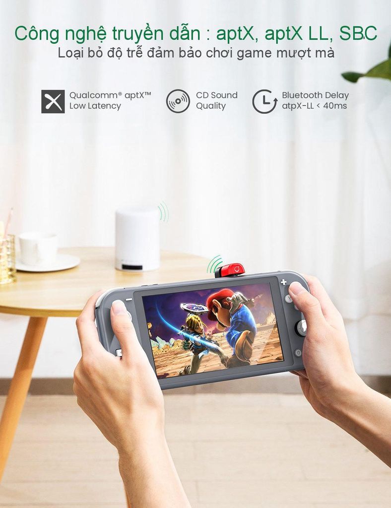 Bộ phát Bluetooth cho máy chơi game Nintendo Switch hỗ trợ APTX Low Latency UGREEN 80188