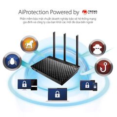 Router Wifi Asus RT-AC66U B1 (Mobile Gaming ) Chuẩn AC1750 MU-MIMO Dual Band Bảo vệ mạng AiProtection