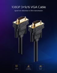 Dây cáp kết nối VGA HDB 15 đực sang HDB 15 đực dài từ 1-30M UGREEN VG101 VG105