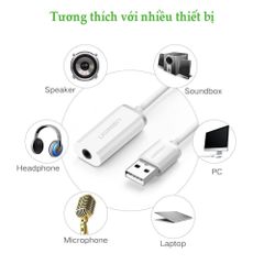 Cáp chuyển đổi USB sang 3.5mm hỗ trợ Micro UGREEN US206