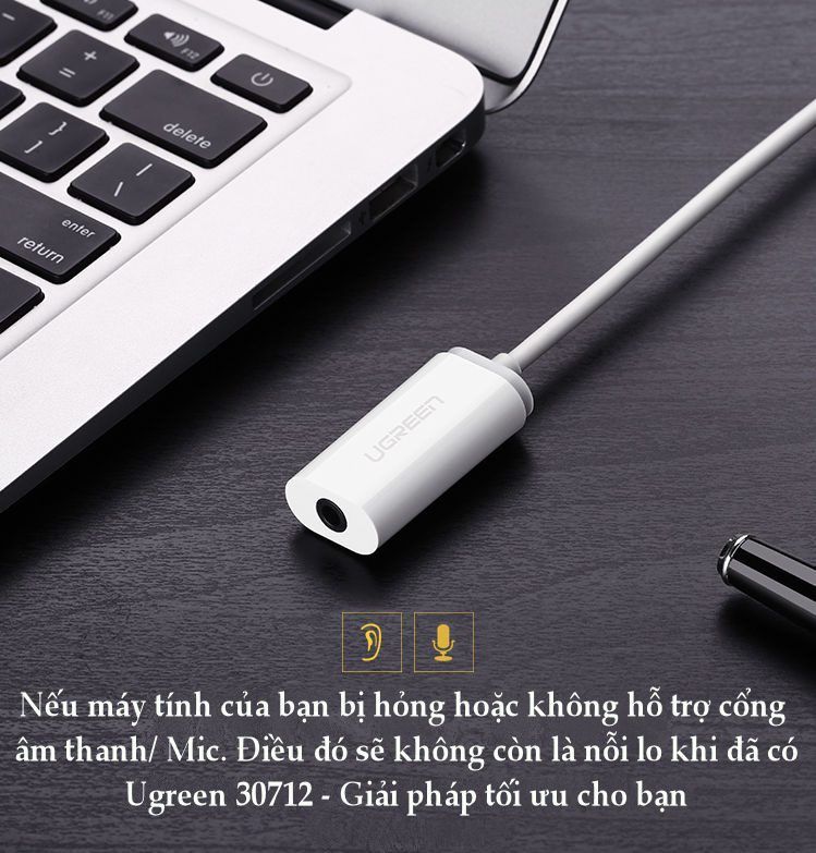 Cáp chuyển đổi USB sang 3.5mm hỗ trợ Micro UGREEN US206