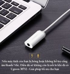 Cáp chuyển đổi USB sang 3.5mm hỗ trợ Micro UGREEN US206